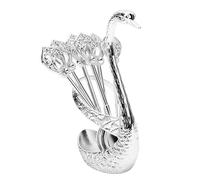 Generic Swan Base Coffee Spoon Holder Set 6pcs Elegant Design Metal Spoons for Kitchen Dining Table Decor (Silver)