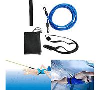 Generic Swim Training Belt, Static Swimming Belt with Adjustable Foam Waistband and 3 Meter Bungee Cord, for Adult and Child Pool Exercise in Indoor Outdoor Pools (Blue)