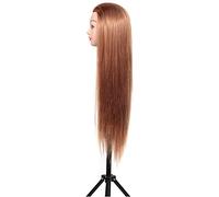 Generic Synthetic Fiber Mannequin Head, Heat Resistive 24 Inch Thick Hair Training Head with Table Clamp Stand for Styling Cutting Braiding Cosmetology Students Beauty Teachers