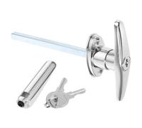 Generic T-Handle Gate Lock with Key Extended Rod Sliding Door Lock for Barns and Garages Chrome Finish Lockable Door Handle Suitable for Wooden Gates