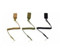 Generic Tactical Pistol Sling, Elasticated Military Style Small Arms Lanyard, Black, Tan, Green, with Belt Attachment, Rubber Holder (Olive)