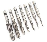 Generic Tap Set, 7Pcs Tap Set 1/4 Hex Shank Drilling And Tapping Integrated Compound Thread And Die Spiral Notch Kit