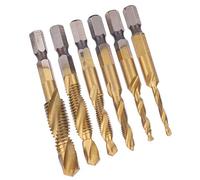 Generic Tap Set, Tap Kit Drill Set 6542 High Speed Steel M10 M8 M6 M5 M4 M3 6pcs Screw Drill Bits Kit Tapping Tools (Long)
