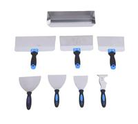 Generic Taping & Mud Pan Set, 8Pcs Stainless Steel Drywall Set, Ergonomic Grip Putty Taping Cutters with Hammer End for Finishing, Patching