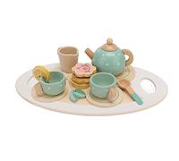 Generic Tea Party Set Wooden Pretend Play Toy Improve Language Communication Skills for Little Girls Pine for Kids Over 36 Months