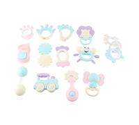 Generic Teething Chew Toy with Rattle for 0-1 Years, Safe, Boilable Plastic Baby Novel Design Promotes Gum Development, Exercise and Fun (14Pcs with Medium Storage Box)