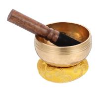 Generic Temple Singing Bowl Set Cushion and Mallet 8cm Meditation Sound Bowl for Yoga and Mindfulness Random Color Cushion