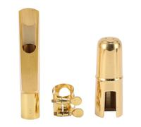 Generic Tenor Saxophone Mouthpiece Kit with Cap, Type 5 Flat B Key, Brass Sax Mouthpiece, Metal Sax Accessory for Music Player