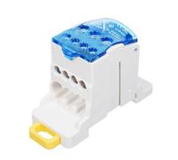 Generic Terminal Block Distribution Box, Distribution Protection Box Terminal with Transparent Cover 1 in 6 Out Rail Type Junction for (UKK80A)