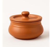 Generic Terracotta Clay Serving Pot with Lid, 16.5 cm x 8.9 cm, 250 ml Capacity, Traditional Design (Non Patterned)