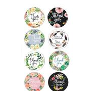 Generic Thank You Words Sticker 1 Roll 500pcs Self-Adhesive Copper Plate Stickers with Chic Flower Pattern, Easy to Tear and Strong Adhesiveness, for Baking Packing and Home Candy Bags