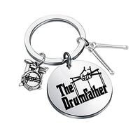 Generic The Drumfather Keychain, Stainless Steel, Grey, Music Themed, Unisex Gift for Drummers and Musicians