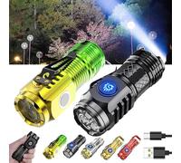 Generic Three-Eyed Monster Mini Flash Super Power Flashlight, Thumb Sized, 3 Eyed, High Lumen Rechargeable Waterproof Pocket Flashlight (2pcs-C)