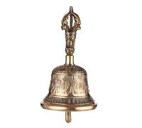 Generic Tibetan Buddhist Bell, Bronze Hand Bell with Removable Handle and Embossed Pattern, Loud Clear Sound for Meditation Yoga Prayer Rituals (Gold)
