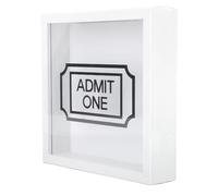 Generic Ticket Shadow Box, Memory Storage Frame for Postcards Concert Movie Tickets with Slot, 20x20cm White Photo Frame for Home Office Travel (Letter Style)
