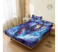 Generic Tiger Fitted Sheet Single Bed, with 1 Pillowcase - Lightning Storm Animal Bed Sheets & Bedroom Decor & Gift, 30 cm Deep Pocket, Soft Brushed Microfiber Bedding - SWJ2826
