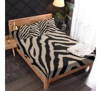 Generic Tiger Stripes Fitted Sheet, Animal Texture Bed Sheets Single Size, 1 Pillowcase - 30 cm Deep Pocket, Soft Microfiber Patterned Bedding Bedroom Decor - JZ458
