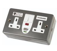 Generic Timeguard Rcd Twin Gang Metal Switched Socket Passive, Rcd08Mpvn