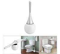 Generic Toilet Brush Set with Stainless Steel Base Anti-Impact for Bathroom Toilet, ABS Plastic Handle 15.0"x5.5" for Home Use (white base)