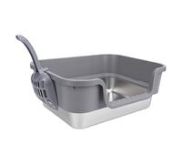 Generic Top Entry Cat Litter Box - Stainless Steel, Low Side Design, Privacy Focused, Spill Proof - Ideal for Bigger Cats - Includes Litter Scoop - 16.93x13.39x6.69in (Dark Gray)