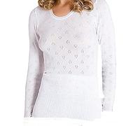 "GENERIC" Top Linen Ladies Snowdrop Thermal Underwear - Cotton Soft Vest Tops & pantee, Long Johns (Long Sleeve Vest Round Neck White, Medium (WMS) (10-12) UK)