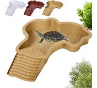 Géneric Tortoise Bath Dish, Tortoise Enclosure with Anti-Slip Ramp, Tortoises Water Bowl, Tortoises Bathing Pool Accessories (Coffee)
