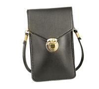 Generic Touchscreen Phone Bag Crossbody Purse Pu Leather Mini Cell Phone Pouch with Adjustable Strap for Women and Men Black Color Random Strap Design