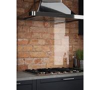 Clear Glass Kitchen Splashback with Brushed Chrome Caps 900 x 750 x 6mm - Size: 90 x 75cm - Splash|Back - Wilko