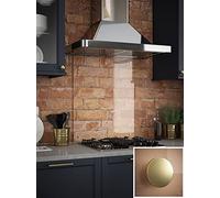 Generic Toughened Glass Kitchen Splashback, Clear Glass, 600 x 750 x 6mm | Supplied with a fixing kit and brushed brass caps to protect kitchen walls from steam, stains and splashes.