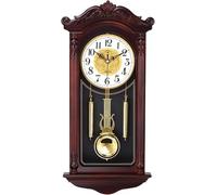 Generic Traditional Chiming Pendulum Wall Clock - 26in Silent Grandfather Wooden Brown Clock, Classic Home Decor