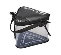 Generic Transparent Folding Fishing Bucket with Breathable Mesh Lid for Camping (Black)