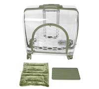 Generic Transparent Pet Carrier with Wheels, Multi Directional Silent Rolling Wheels for Easy Mobility, Breathable Design with Front Feeding Window, for Cats Dogs Outdoor