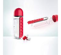 Generic Travel Kettle, Lightweight Plastic Water Bottle, 600ml Large Capacity Dual-use Design with Box for Working Outdoors (red)