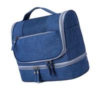 Generic Travel Makeup Bag, Multiple Pocket Dual Zipper Cosmetic Bag (Navy Blue)