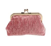 Generic Travel Makeup Bag with Kiss Lock Clasp Corduroy Cosmetic Pouch Clasp Closure Lipsticks Brushes Toiletries Organizer for Ladies Daily Use, Pink