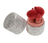 Generic Travel Makeup Brush Set with Rhinestone Holder, Blush and Eye Shadow Brushes, Dustproof Organizer with Lid for Women, Portable Beauty Tool Kit for Cosmetics Storage and Travel