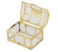 Generic Treasure Chest, Mini Treasure Chest Wedding Favor Boxes Clear Jars 12pcs Hollow Candy Box Chocolates Container Candy Jars for Christmas Birthday Decorating Ornament Container (Golden 7cm)