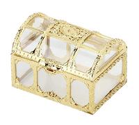 Generic Treasure Chest, Treasure Box Baking Storage Containers Wedding Favor Boxes Clear Jars 12pcs Hollow Candy Box Chocolates Container for Christmas Birthday Decorating Ornament (Golden 7cm)