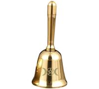 Generic Triple Moon Brass Altar Bell with Pentagram Handheld Mini Ritual Bell for Meditation and Wiccan Ceremony Home Décor Accent