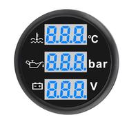 Generic Triple Set, Ip67 Boat to the Test of the Boat Tempered with Water Tempted Voltmeter Oil for Yachts Motorcycles (Black Dial Black Cover)
