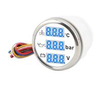 Generic Triple Set, Ip67 Boat to the Test of the Boat Tempered with Water Tempted Voltmeter Oil for Yachts Motorcycles (White Dial Silver Cover)