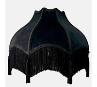Generic Tristan Home Premium Classic Victorian Style Bell Shape Scallop Large Velvet Lamp Shade with Tassels and Fringe (Midnight Black)