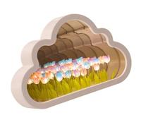 Generic Tulip Mirror Lamp Cute Tulip Light Cloud Shape Tulip Night Light Tulip Lamp Colorful Decorative 2 in 1 Infinite Flower Night Light for Home Bedroom 7.9x5.1in