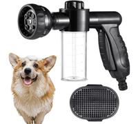 Generic Two-Piece Pet Bathing Tool, Canine Showering Brush Massage Comb For Cats Dogs Horses, Hose Nozzle Soap Dispenser Sprayer Featuring Eight Modes, Feline Bathing Sprayer Plus Rubber Comb Brush