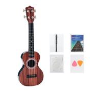 Generic Ukulele for Kids String Instrument Guitar for Learning Imitation Toy Mini Instrument with Strap And Picks Suitable for Birthdays, Red wood grain