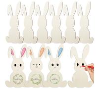Generic Unfinished Wooden Bunny Slices DIY Hanging Crafts with Simple Design 10pcs Practical and Preservable Wood Planks for Easter Decor and Friends House Decoration