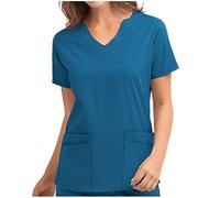 Generic Uniforms Women UK V Neck Housekeeping Uniform Care Work Shirt Dog Grooming Health Care Workers Scrubs Women Work Tops Care Uniform Healthcare Tunic Graphic Scrubs Healthcare Tunics Blue