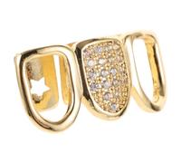 Generic Unique Hollow Gold Teeth Gem Grill for Men Women Detachable Copper Hip Hop Style Accessory with Radiant Finish Comfortable Fit for Parties and Special Occasions