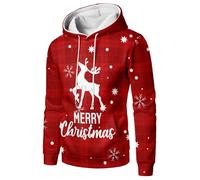 Generic Unisex Adult 3D Print Novelty Hoodie Christmas Funny Casual Pullover Christmas Hoodie Sweatshirt (UK, XXL, Red)