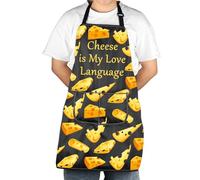 Generic Unisex Adults Cheese Apron With Pocket - Cheese is My Love Language - 3D Print Design - 2 Pockets - 72cm x 68cm - Kitchen/Cooking Apron for Cheese Lovers, Cooks, Bakers